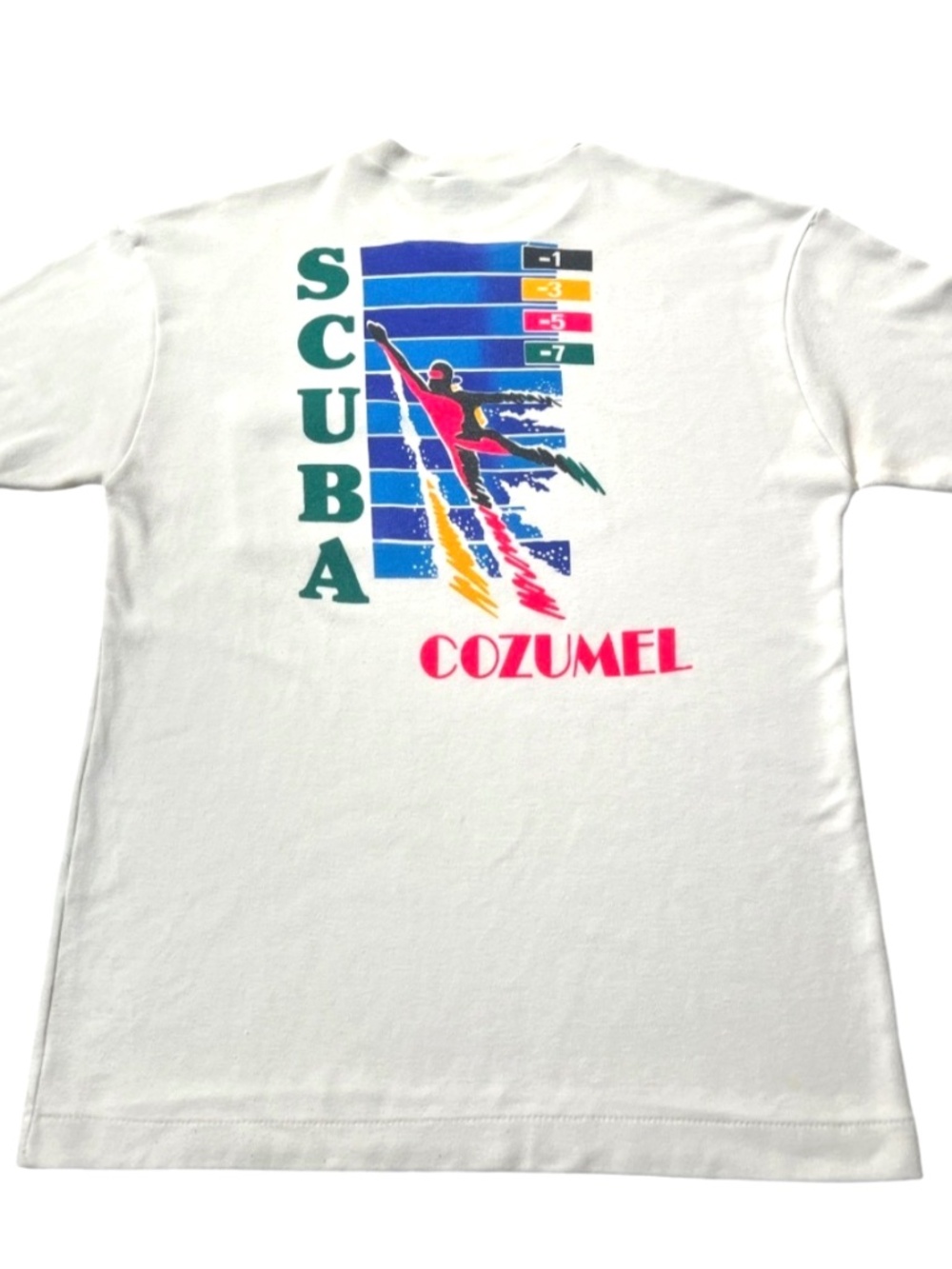 Vintage 80s Scuba Cozumel Mexico Neon Graphic Single Stitch T Shirt XL